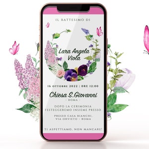 Invito Digitale Prima Comunione, Invito Whatsapp bambina farfalle INVIO DAL 21/08