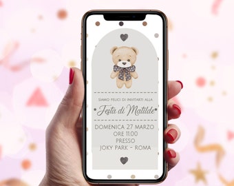 Teddy Bear whatsapp invitation - customizable for birthday/baptism/birth party SENDING FROM 21/08