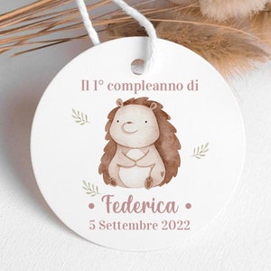 Tag nascita, Tag Bomboniera, Tag battesimo, Etichette Bomboniere, Etichette Regalo, Chiudipacco, etichetta compleanno riccio