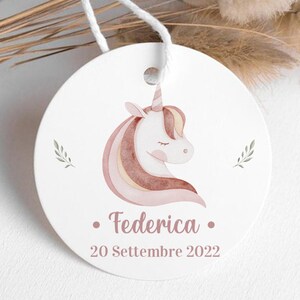 Tag nascita, Tag Bomboniera, Tag battesimo, Etichette Bomboniere, Etichette Regalo, Chiudipacco, etichetta compleanno unicorno