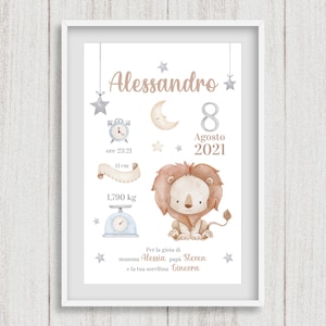 Quadretto nascita personalizzato, poster cameretta animali del bosco, compleanno, idea regalo compleanno. FILE DIGITALE invio DAL 21/08