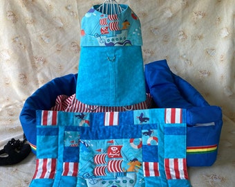 Nautical Sailor Set  with matching kennel quilt for SMALL Dogs