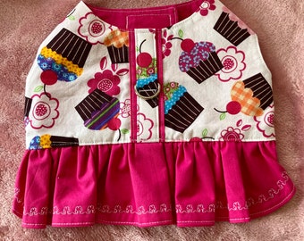 Dog Harness Vest Pink Cupcakes