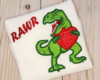 Boy's Valentine's Day Shirt, Valentine's Day Shirt, Dinosaur Shirt, Boy's Dinosaur Valentine's Day Shirt