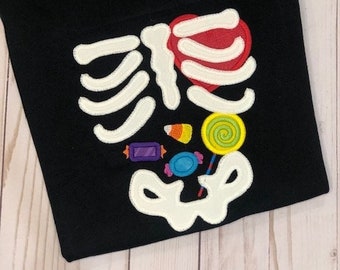 Glow in the Dark Boy's Halloween Shirt/Glow in the Dark Boy's Shirt/Halloween Shirt/Boy's Halloween Shirt/Skeleton with Candy Shirt
