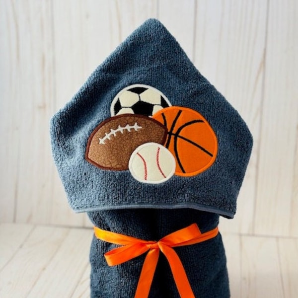 Sports Balls Hooded Towel/Sports Hooded Towel/Sports Baby Shower/Sports Birthday Party