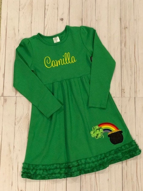Personalized St. Patrick's Day Girl's Green Dress, St. Patrick's Day ...