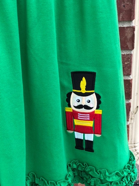 green nutcracker dress Cora Twirly Jersey Dress-Jewel Green Nutcracker