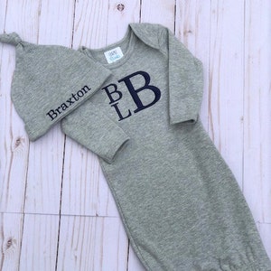 Personalized Baby Boy Coming Home Outfit/Newborn Boy Coming Home Outfit/Baby Boy Gown/Baby Shower Gift