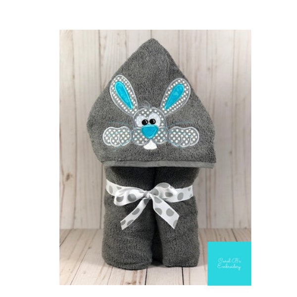 Bunny Hooded Child's Towel/Easter Hooded Towel/Bath Towel/Pool Towel/Beach Towel/Personalized/Applique