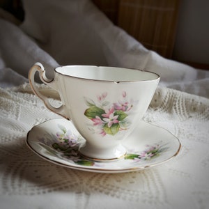 Royal Adderley Teacup & Saucer - Canadian Provincial Flowers - Mayflower