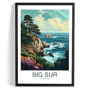 Big Sur Art Print, Vibrant California Landscape, Colorful Big Sur Wall Art, Scenic Coastal Decor, Unique Travel Gift, California Poster