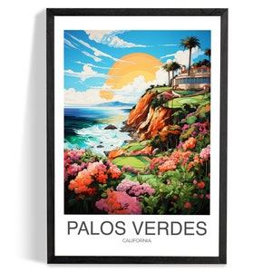 Palos Verdes Art Print, Vibrant California Coastline, Colorful Palos Verdes Wall Art, Scenic Cliffside Decor, Unique Travel Gift, Ocean View