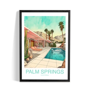Palm Springs Print, Palm Springs California Travel Print, Wall Art, Art Gift, Wall Decor Art, Travel California