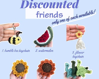 Discounted Friends - Only One of Each Available & Highly Discounted! | Crochet Amigurumi | Crochet Keychains | Discounted