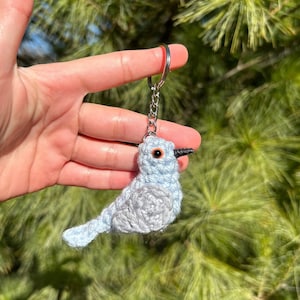 Tiny Birdies Crochet Diamond Dove Keychain | Crochet Bird Keychain | Bird Lover Gift | Garden Bird Crochet Amigurumi | Physical Item