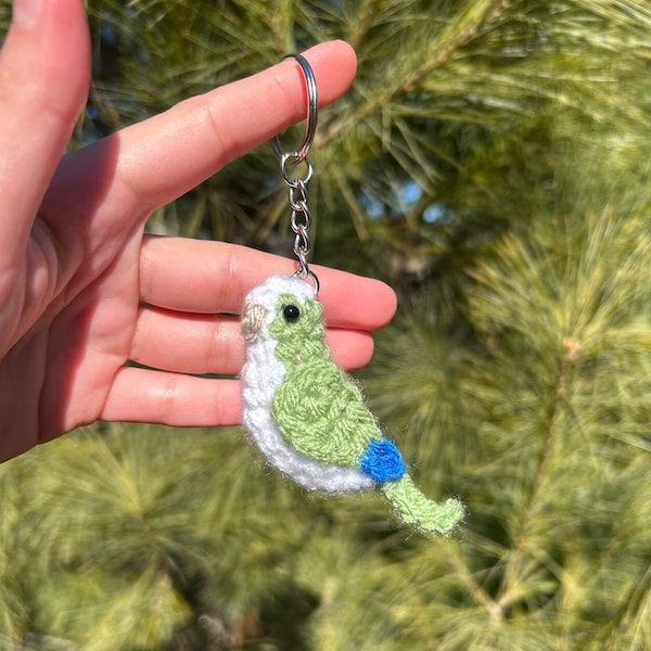 Tiny Birdies Quaker Parrot Keychain | Monk Parakeet Crochet Bird Keychain | Bird Lover Gift | Crochet Amigurumi | Physical Item