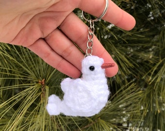 Tiny Birdies Crochet White Dove Keychain | Crochet Bird Keychain | Bird Lover Gift | Garden Birds | Crochet Amigurumi | Physical Item