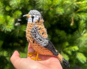 Crochet American Kestrel | Realistic Bird Crochet Amigurumi | Crochet Falcon | Crochet Hawk | Crochet Plush Toy Figure | Physical Item