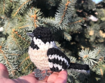Crochet Little Chickadee | Crochet Amigurumi | Crochet Bird | Plush Toy Figure | Realistic Bird Figure | Garden Bird | Physical Item