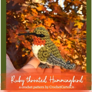 Ruby Throated Hummingbird Written Crochet Pattern | Realistic Bird Crochet Pattern | INSTANT DOWNLOAD PDF | Step-by-Step Pictures