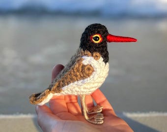 Ostrero americano de ganchillo / Ave realista de ganchillo amigurumi / Figura de peluche de ave playera de ganchillo / Artículo físico