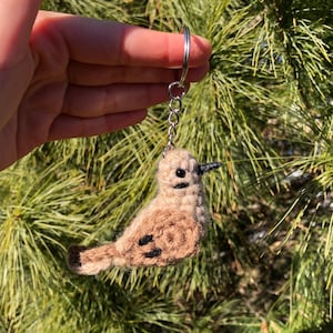 Tiny Birdies Crochet Mourning Dove Keychain | Crochet Bird Keychain | Bird Lover Gift | Garden Birds | Crochet Amigurumi | Physical Item