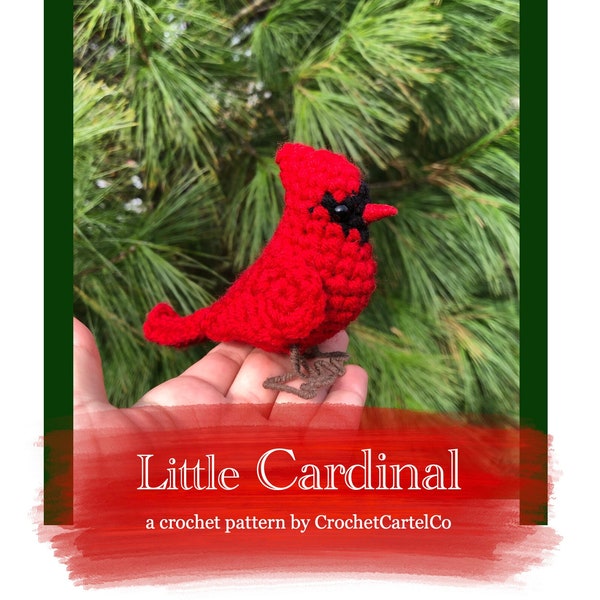 Little Cardinal Written Crochet Pattern | Crochet Amigurumi | Realistic Bird Crochet Plush | INSTANT DOWNLOAD PDF | Step-by-Step Pictures