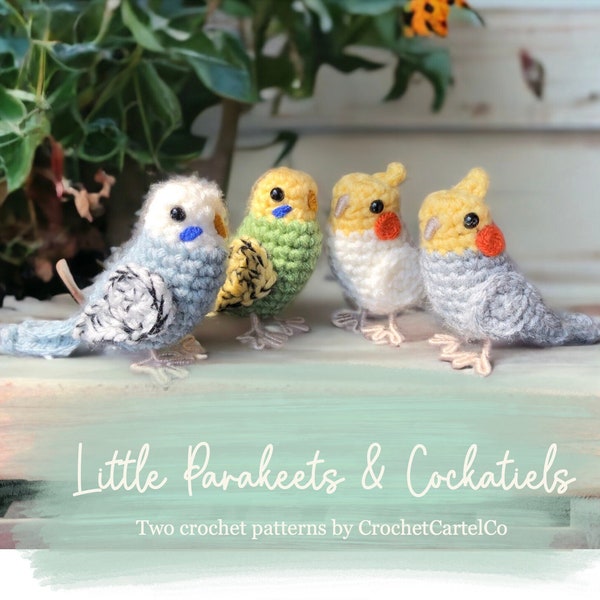 Parakeet + Cockatiel Crochet Pattern Bundle | Realistic Bird Crochet Amigurumi Patterns | 2 INSTANT DOWNLOAD PDFs | Step-by-Step Pics