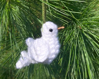Crochet Little White Peace Dove Christmas Ornament | Dove Ornament | Crochet Amigurumi | Christmas Gift | Physical Item