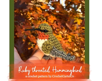 Ruby Throated Hummingbird Written Crochet Pattern | Realistic Bird Crochet Pattern | INSTANT DOWNLOAD PDF | Step-by-Step Pictures
