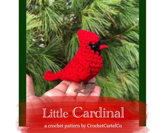 Little Cardinal Written Crochet Pattern | Crochet Amigurumi | Realistic Bird Crochet Plush | INSTANT DOWNLOAD PDF | Step-by-Step Pictures