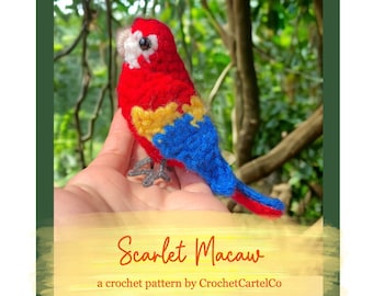 Scarlet Macaw Written Crochet Pattern | Realistic Parrot Crochet Pattern | Bird Amigurumi Pattern | INSTANT DOWNLOAD PDF | Step-by-Step