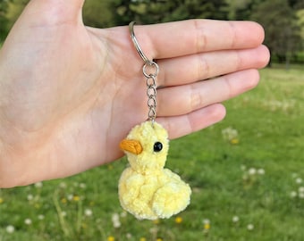 Super Soft Crochet Baby Ducky Keychain | Cute Duck Keychain | Yellow Rubber Duck | Crochet Amigurumi | Fuzzy Duckling Crochet Amigurumi
