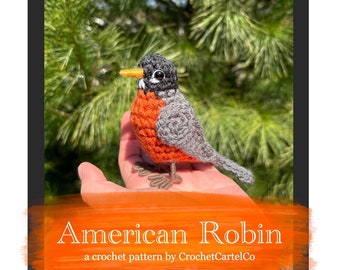 American Robin Written Crochet Pattern | Realistic Garden Bird Crochet Pattern | Instant Download PDF | Step-by-Step Pics