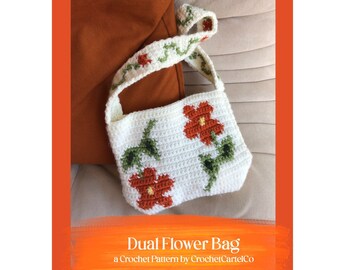 Dual Flower Bag CROCHET PATTERN | Floral Bag | Crochet Shoulder Bag and Purse | Summer Bag | Crochet Bag Pattern | Instant Download | PDF