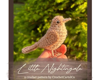 Petit motif au crochet écrit Rossignol | Motif amigurumi d'oiseau réaliste | Oiseau chanteur | TÉLÉCHARGEMENT INSTANTANÉ DU PDF | Images étape par étape