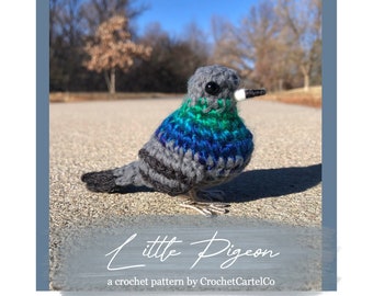 Piccolo piccione con scritta all'uncinetto / Piccione realistico all'uncinetto Amigurumi / DOWNLOAD IMMEDIATO PDF / Immagini passo passo