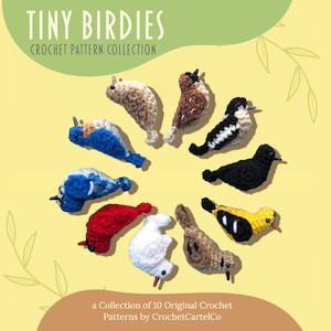 Colección de patrones de crochet "Tiny Birdies" Vol. 1 / Paquete de patrones de crochet de 10 pájaros de jardín diferentes / DESCARGA DIGITAL PDF / Fotos paso a paso