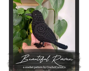 Beautiful Raven Written Crochet Pattern | Crochet Bird Amigurumi | Blackbird / Raven | INSTANT DOWNLOAD | PDF | Step by Step Pictures