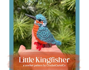 Virkmönster med skrivet motiv för liten kungsfiskare | Virkmönster med realistiska fåglar | Amigurumi för fåglar | DIREKT NEDLADDNING I PDF-FOTO | Steg-för-steg-bilder