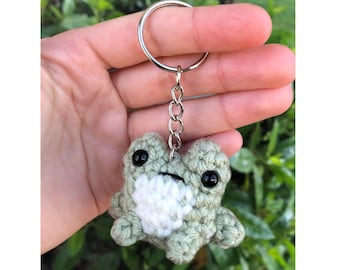 Netter kleiner gehäkelter Frosch als Schlüsselanhänger | Grüner Frosch Plüsch Amigurumi | Gehäkelte Frosch Keychain | Natur Geschenk | Plüschtier Schlüssel Accessoire