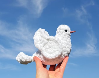 Super Soft Large Crochet White Peace Dove | Crochet Amigurumi | Soft Crochet Plush Toy Figure | Realistic Bird Figure | Physical Item
