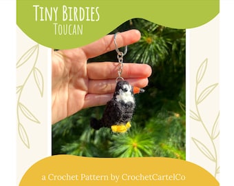 Tiny Birdies Crochet Toucan Written Crochet Pattern | Tropical Bird Crochet Amigurumi Keychain | INSTANT DOWNLOAD PDF | Step-By-Step Pics