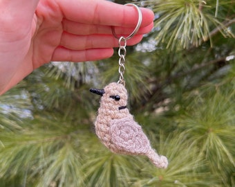 Tiny Birdies Crochet Ring-necked Dove Keychain | Crochet Bird Keychain | Bird Lover Gift | Garden Bird Crochet Amigurumi | Physical Item