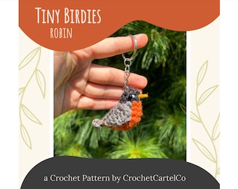 Tiny Birdies Crochet Robin Written Crochet Pattern | Garden Bird | Crochet Keychain | INSTANT DOWNLOAD | PDF | Step-By-Step Pictures