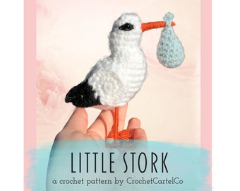 Modèle de crochet écrit par petite cigogne | Modèle de crochet pour nouveau-né de douche de bébé | Oiseau au crochet | TÉLÉCHARGEMENT INSTANTANÉ PDF | Images étape par étape