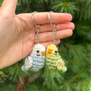 Tiny Birdies Crochet Parakeet Keychain | Crochet Amigurumi Bird Keychain | Plush Toy Accessory | Crochet Budgie | Budgerigar | Physical Item