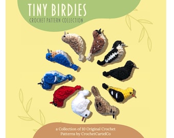 Tiny Birdies Crochet Pattern Collection Vol 1 | 10 Different Garden Birds Crochet Pattern Bundle | DIGITAL DOWNLOAD PDF | Step-By-Step Pics