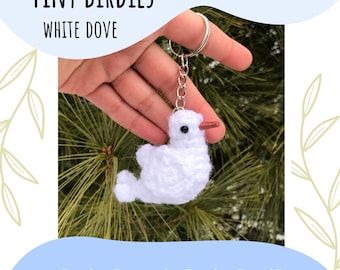 Tiny Birdies Crochet White Dove Written Crochet Pattern | Peace Dove Crochet Keychain | INSTANT DOWNLOAD | PDF | Step-By-Step Pictures